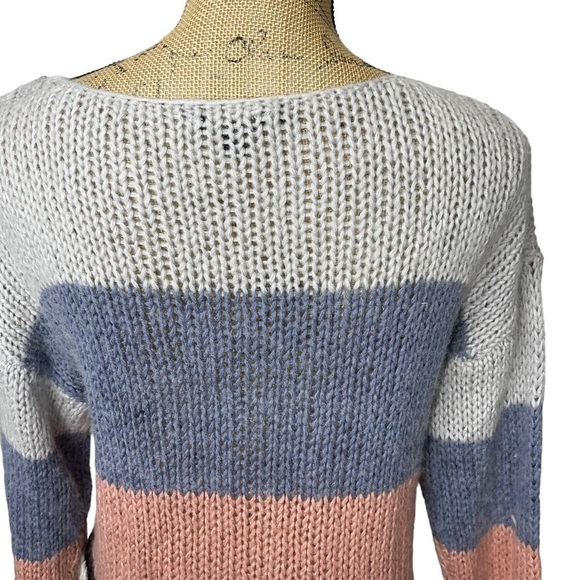 LUCKY Brand Bold Stripe Sweater Loose Knit Wool Blend - Picture 9 of 14